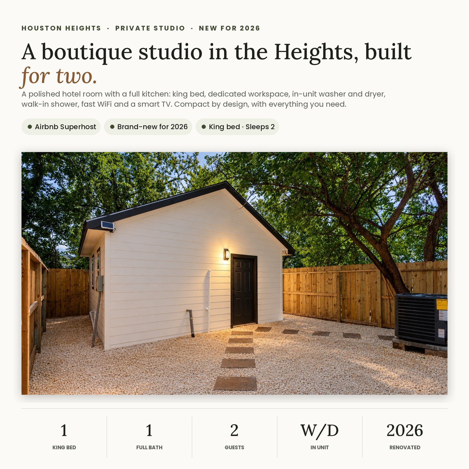 The Omega Studio — 3508 Omega St, Houston, TX (Houston Heights)