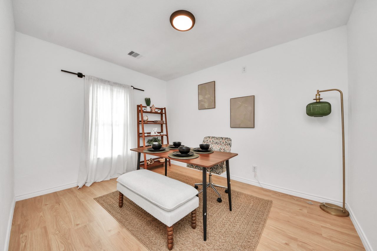 Flex work-and-dining nook with a desk